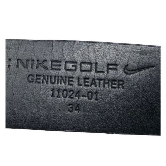 Nike Men’s Black Golf Belt Size 34 Genuine Leather Logo Silver Buckle 11024-01 - Picture 4 of 7